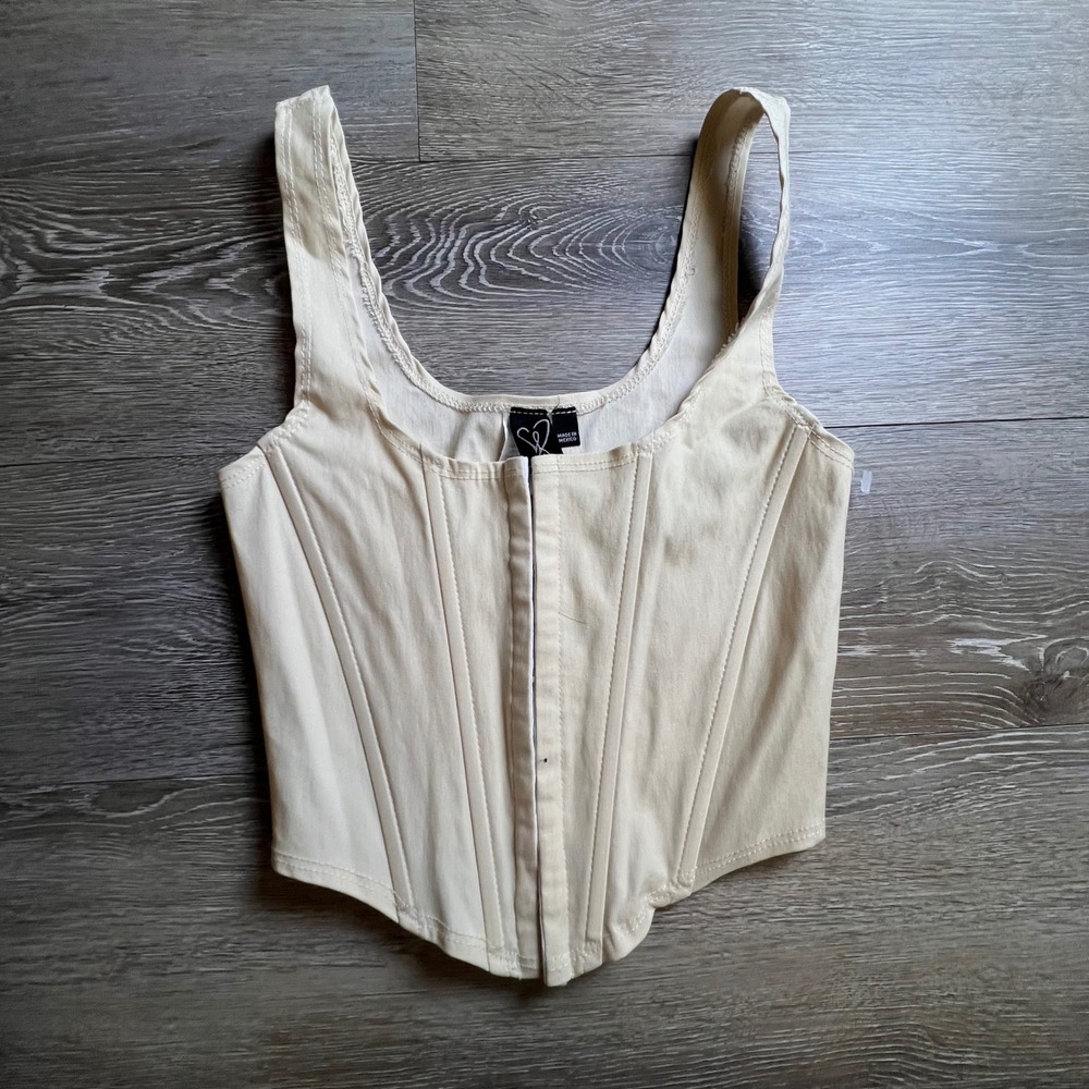 Windsor Corset Top Womens S Ivory Hook Eye Boned Bustier Tank 7060-IVORY NEW